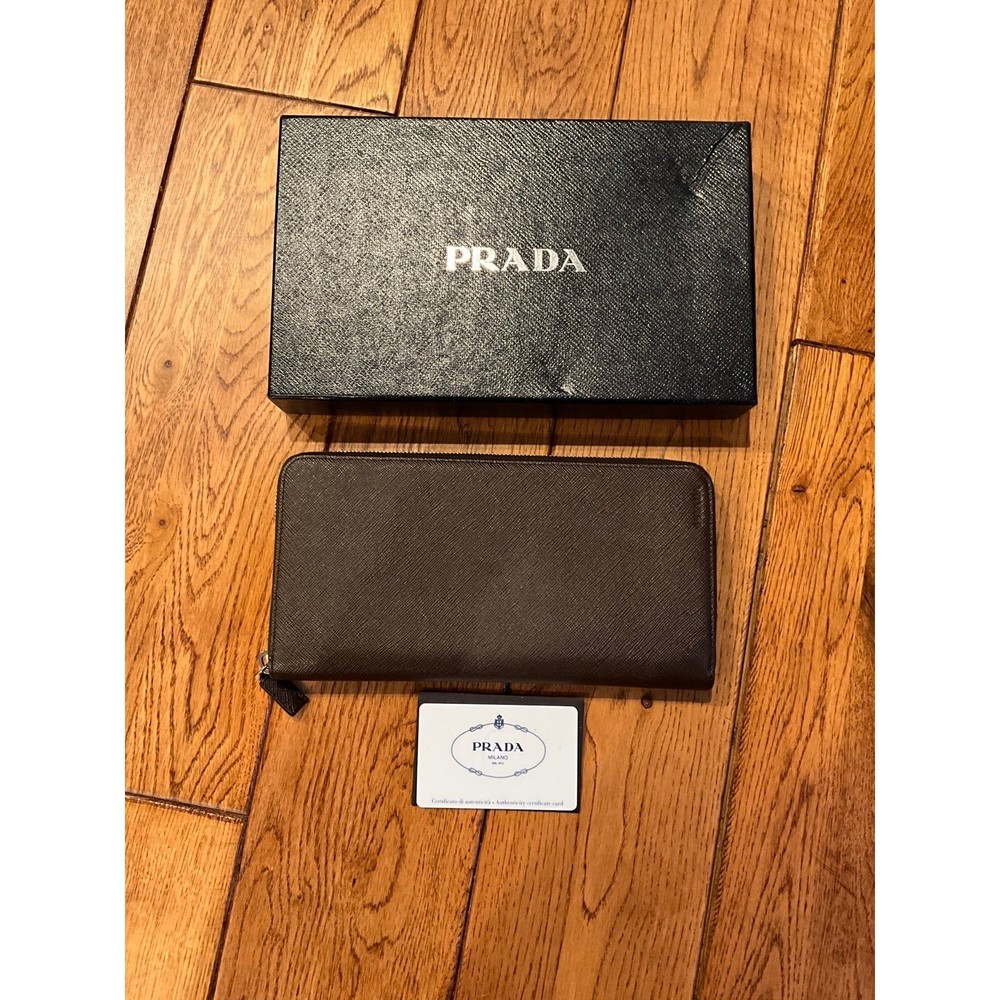 Prada Zippy Wallet/continental  Saffiano Leather Caffe